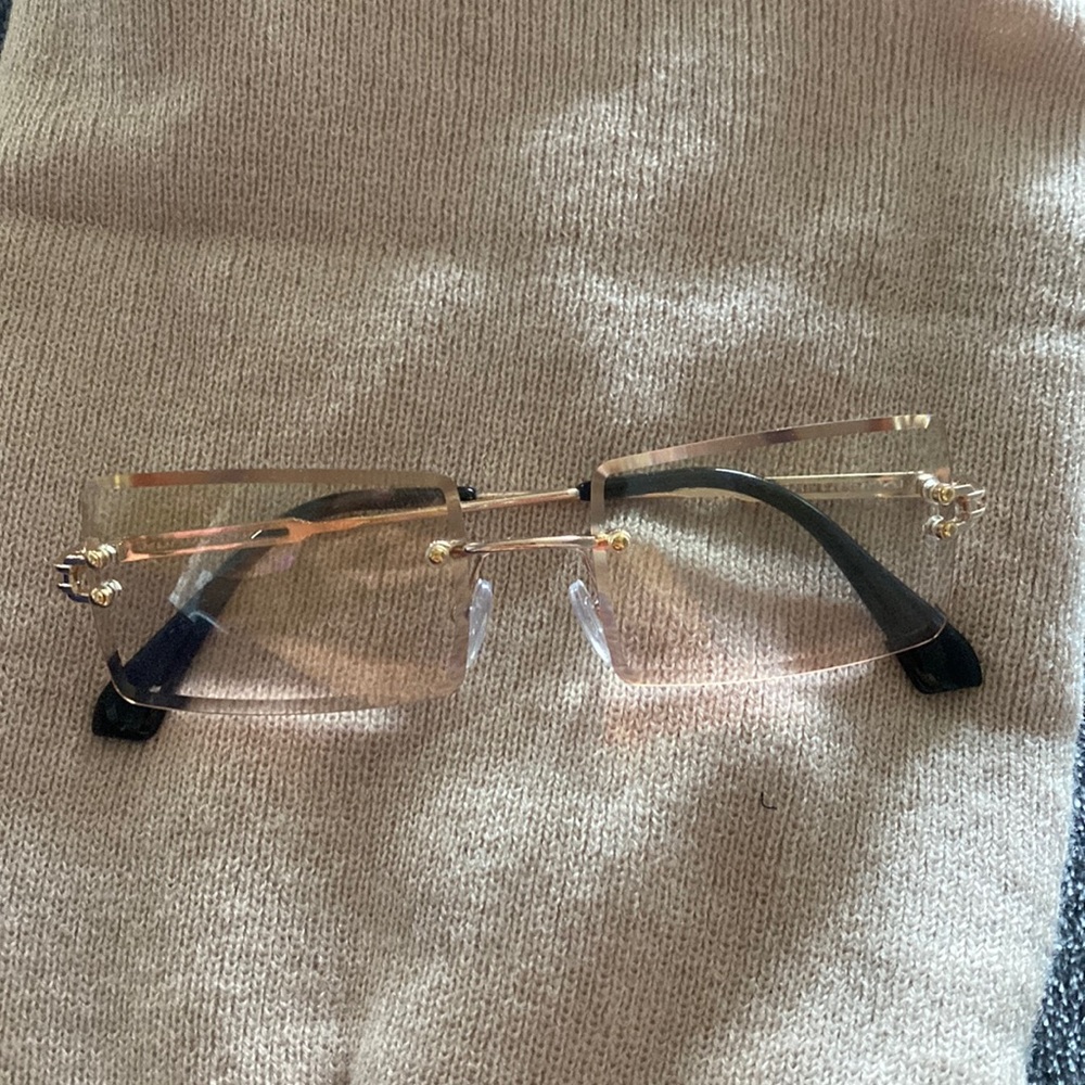 Rimless yellow tint glasses